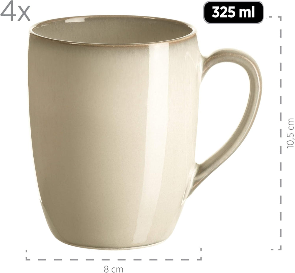 MÄSER 931736 service de table pour 4 personnes au look méditerranéen vintage, service combiné avec 16 pièces en gris sable, céramique, gris sable