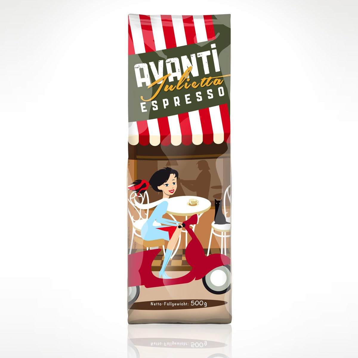 Café en grains AVANTI Julietta Espresso, 500g, 70% Arabica 30% Robusta, torréfaction traditionnelle au tambour