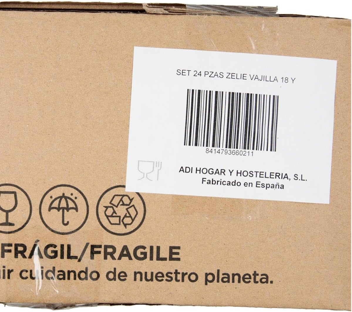 Service de table blanc pour 6 personnes, 24 pièces, 6 assiettes plates, 6 assiettes plates, 6 assiettes à dessert et 6 tasses, multicolore, 24 pièces