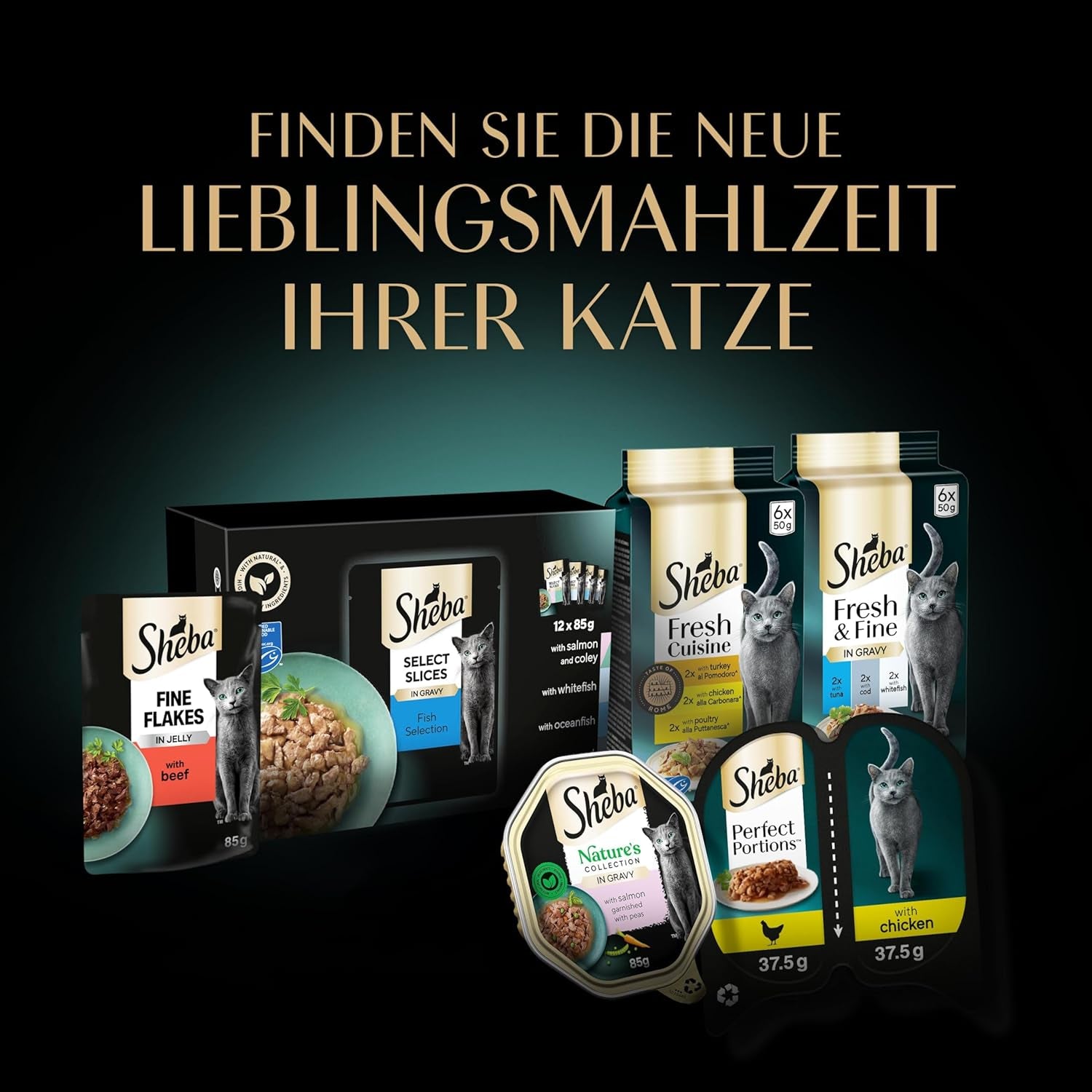 Sos SHEBA Perfect PORTIONS pentru pisici cu curcan 8 x 3 x (2 x 375g)