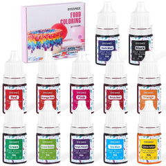 Colorant alimentaire liquide – 12 couleurs colorant alimentaire hautement concentré pour la pâtisserie, les boissons, les macarons, le fondant, la décoration de gâteaux, ensemble de colorants alimentaires pour savons, slime, travaux manuels (6 ml chacun)