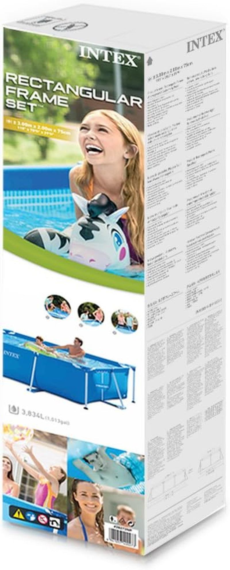 Krystal Clear SX925 Système de Filtration à Sable, Capacité de Circulation 2 000 l/h, 26642, Piscine Rectangulaire et Cadre Blanc - Piscine Hors Sol - 300 x 200 x 75 cm, Bleu