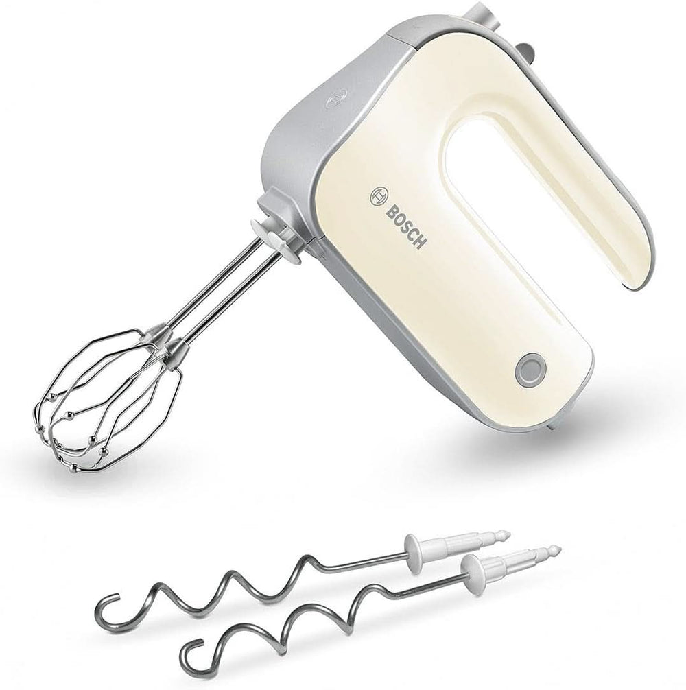 Bosch Handrührer Styline MFQ4835DE, 2X2 Rührbesen, 2 Edelstahl-Nethaken, Spülmaschinengeeignet, 575 W, Weiß Kitchen Naty Shop Smooth Vanille / Argent