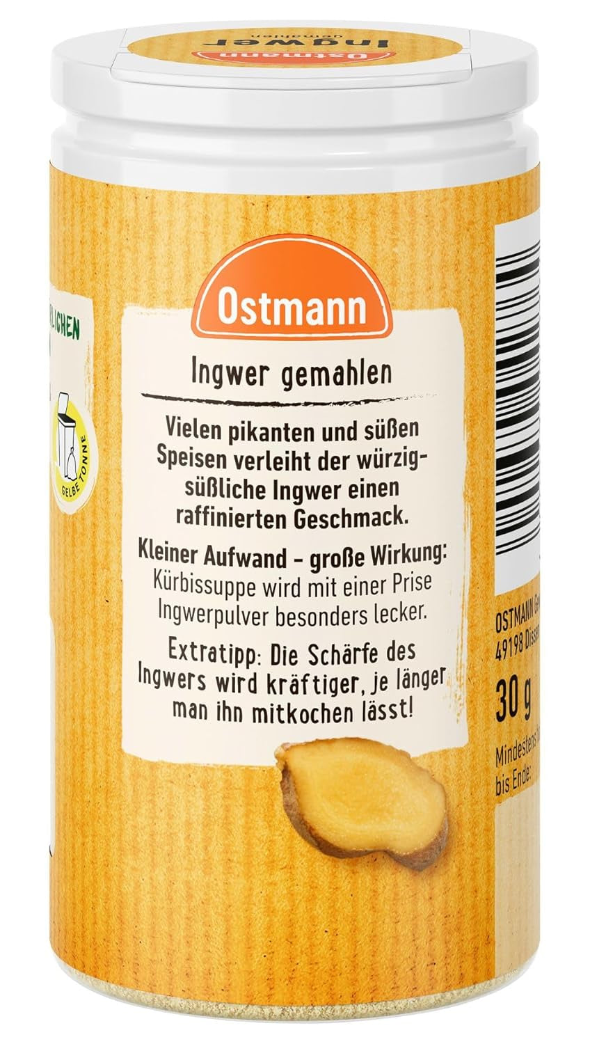 Ostmann Gewürze - Ingwer gemahlen | Nachfüllbare & recyclable Verpackung | 30 g dans Der Streudose