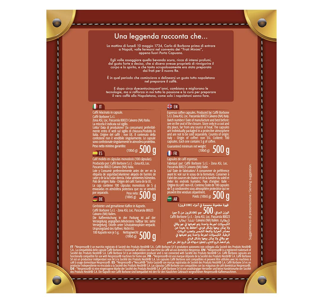 Caffè Borbone Respresso, Blue Kaffeemischung - 100 Capsules - Compatible avec Nespresso®* Haushalts-Espressomaschinen