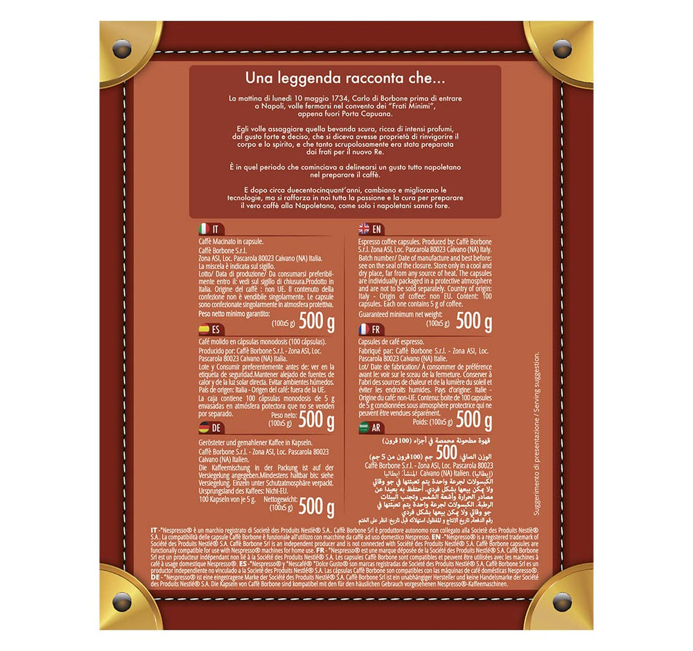 Caffè Borbone Respresso, Blue Kaffeemischung - 100 Capsules - Compatible avec Nespresso®* Haushalts-Espressomaschinen