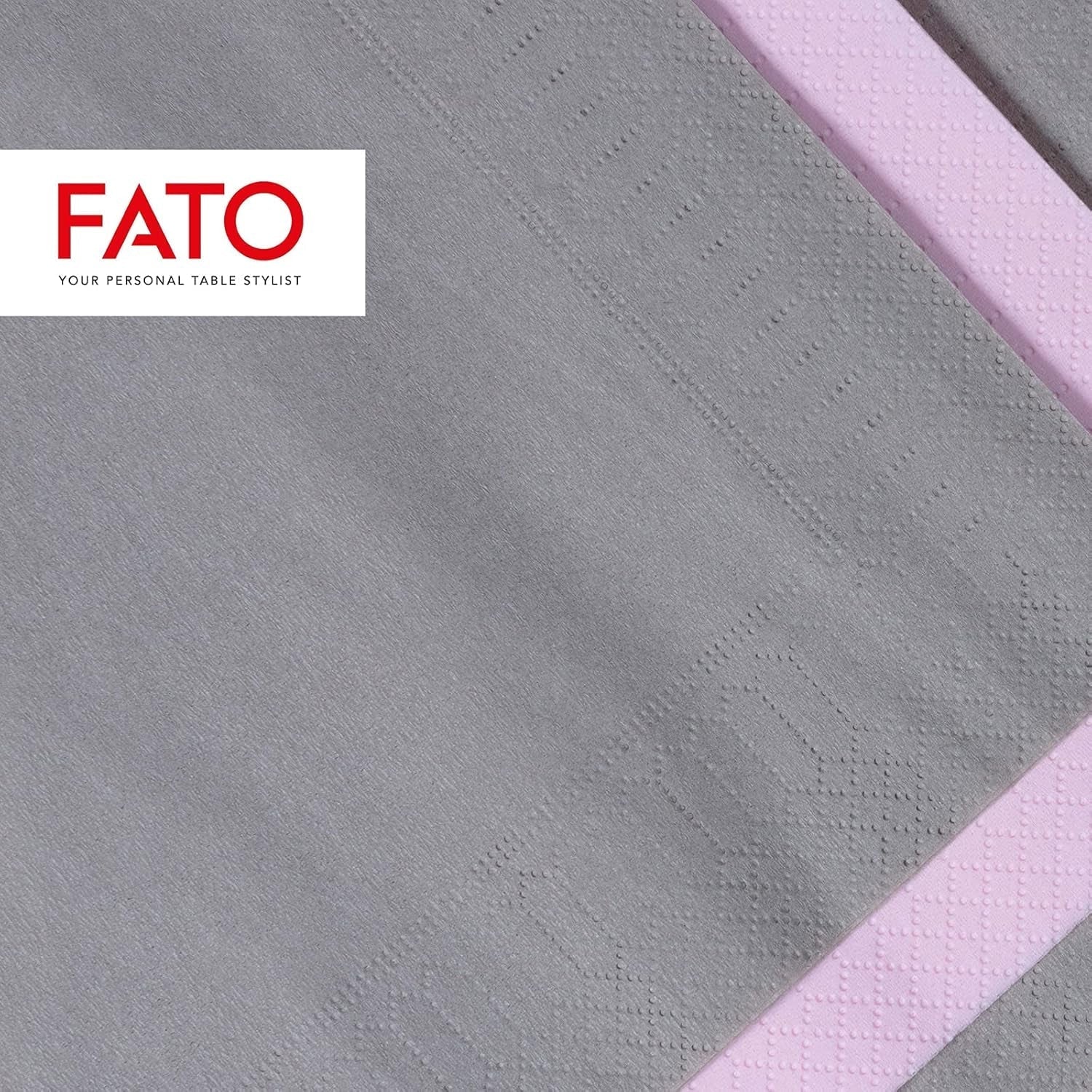 - Serviettes en papier jetables, Idéales pour apéritifs et cocktails, Paquet de 100 serviettes, Taille 24X24, Plié 4 fois, 2 couches, Couleur Gris, Papier 100% pure cellulose, Certificat Fsc