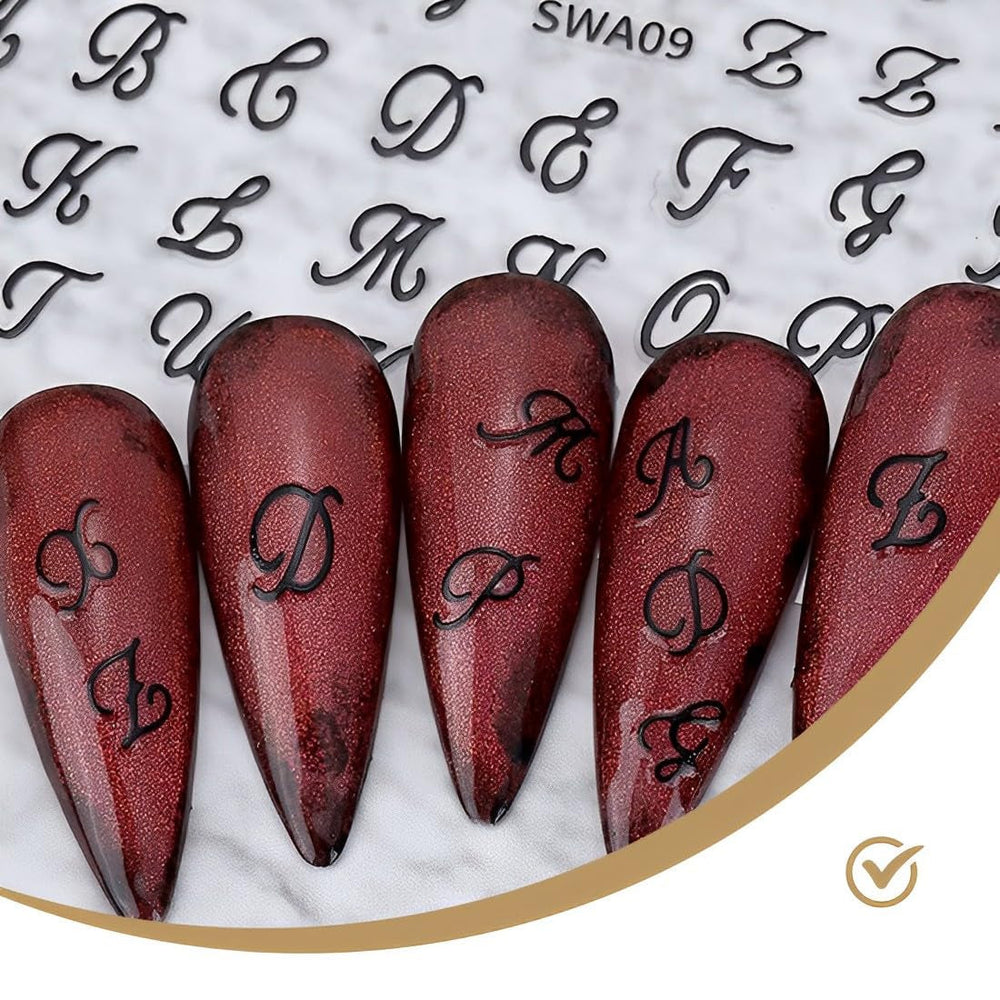 7 lettres alphabets 3D Nagelsticker Nagelfolie Selbstklebend Buchstaben Aufkleber Nägel Zubehör Nagelaufkleber Klebebuchstaben Aufkleber Selbst Gestalten Letter Letters Nail Art Stickers