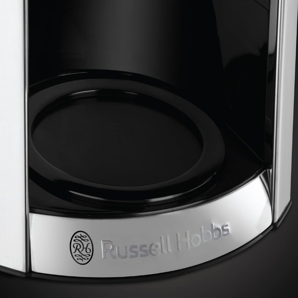 Russell Hobbs Luna Grey Cafetière [minuterie numérique, pomme de douche pour une extraction et un arôme optimaux] (1 à 12 tasses, carafe en verre 1,5 L, plaque chauffante, 1000 W) Cafetière à filtre 23241-56