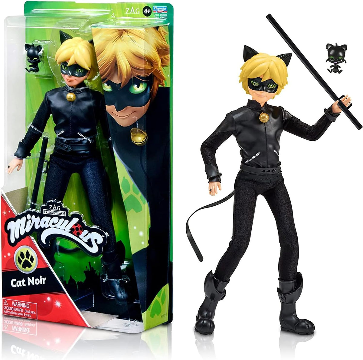 BANDAI - Miraculous Ladybug - Poupée mannequin 26 cm - Motan Noir - Sous licence officielle Miraculous - Poupée articulée Motan Noir - Jouet pour 4 ans et plus - P50002