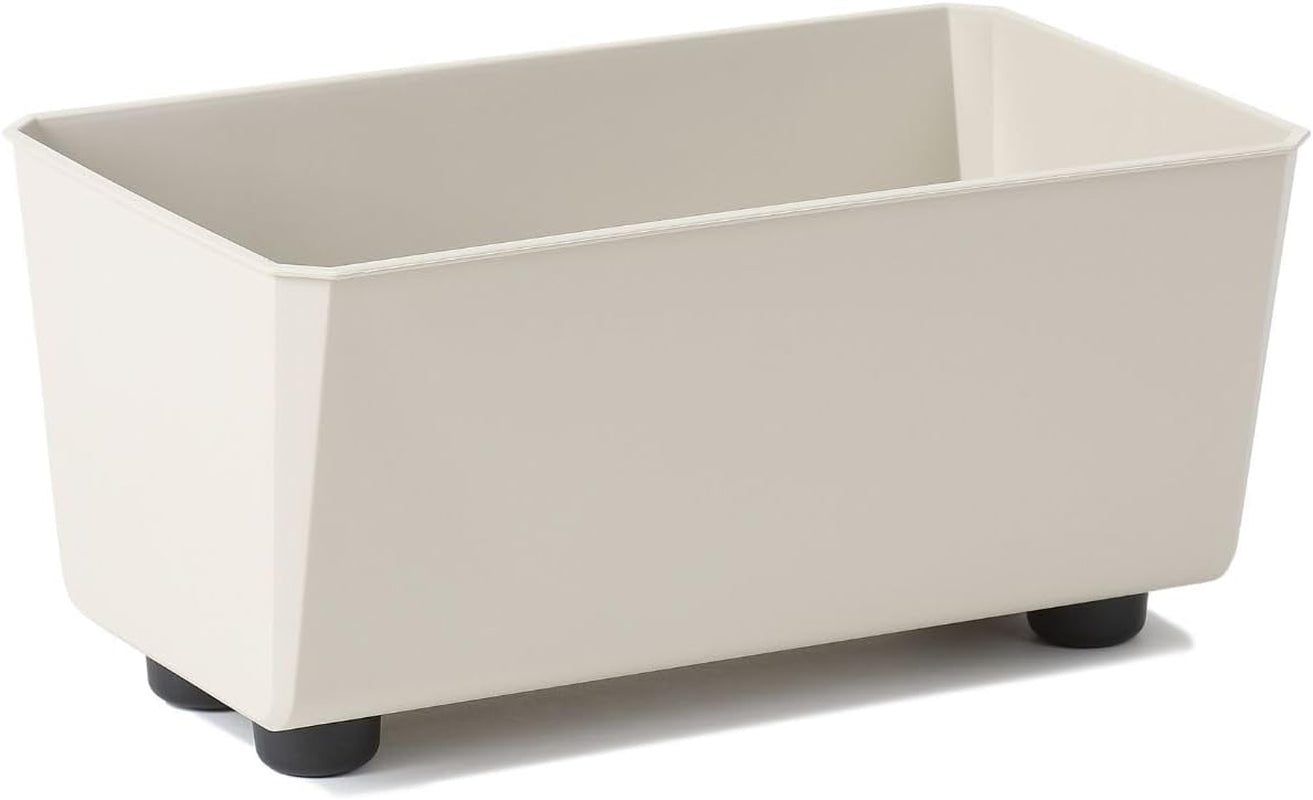 Jardinieră dreptunghiulară LAMELA cu picioare elegante – Ghiveci gri cu aspect de beton, fabricat din plastic robust, 37x17 cm, 6L – Rezistent la intemperii și ușor de curățat – Pentru interior și exterior