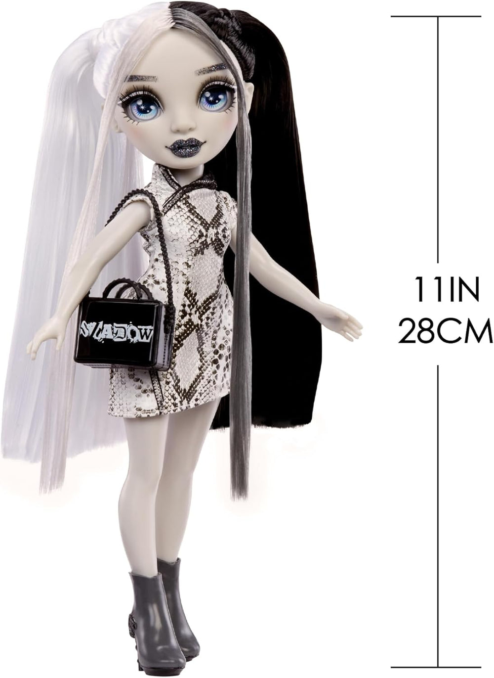Poupée Rainbow High Shadow High Heather Grayson - 28 cm dans les tons de gris, cheveux et tenue noirs et blancs, sac élégant, joli cadeau pour les enfants de 4 à 10 ans