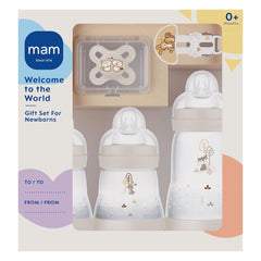 Coffret nouveau-né MAM, coffret cadeau, composé de : 2 x biberons anti-coliques 160 ml, 1 x biberon anti-coliques 260 ml, 1 x tétine Original Start, 1 x broche pour tétine, à partir de 0 mois, Neutro
