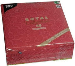 Papstar, 50 serviettes "Collection ROYAL" pli 1/4 40 Cm X 40 Cm Bordeaux "Casali", #84880