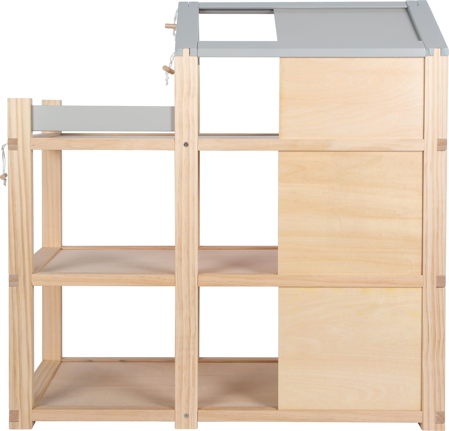 Small Foot Maison de poupée en bois de couleur naturelle – Toit-terrasse à 3 niveaux et ensemble de meubles de 51 pièces encourage le jeu créatif, convient aux enfants de 3 ans et plus, 12541