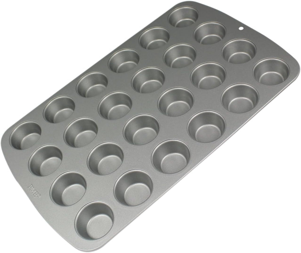 CSB111 Antihaftbeschichtete Mini-Muffinform Mit 24 Löchern Aus Karbonstahl, Edelstahl, Argent, 39,4 X 24,6 X 2,1 cm Moules et plaques pour pâtisserie Naty Shop