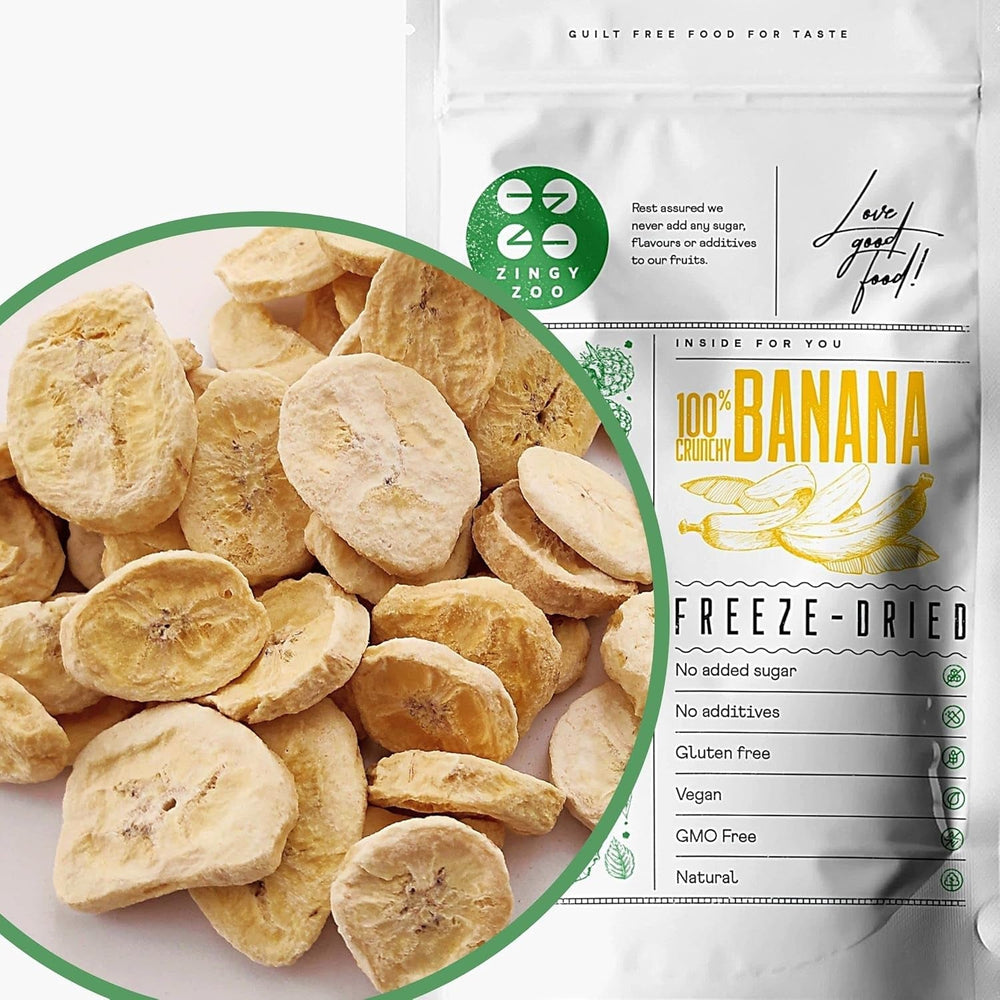 Bananes séchées au congélateur | Paquet 120g Bananes séchées sans sucre | Banane séchée au congélateur | Bananes aux fruits secs | Bananes fraîches lyophilisées | Tranches de banane aux fruits lyophilisés Produits déshydratés Naty Shop 120 G (1 paquet)