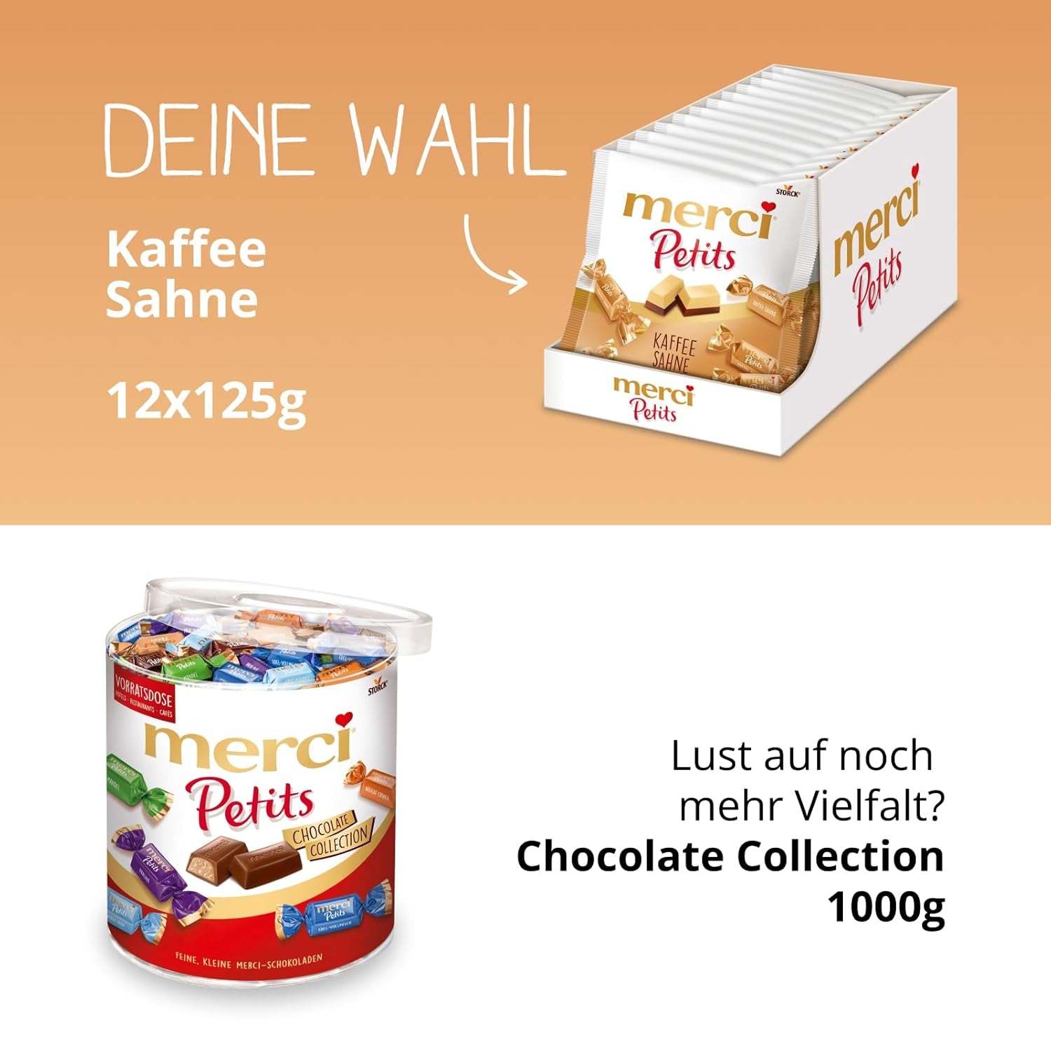 Merci Petits Crème au Café - 12 x 125 g - Petits Pralinés au Chocolat Blanc sur Chocolat Fin avec Crème au Café - Pralinés au Chocolat Emballés Individuellement