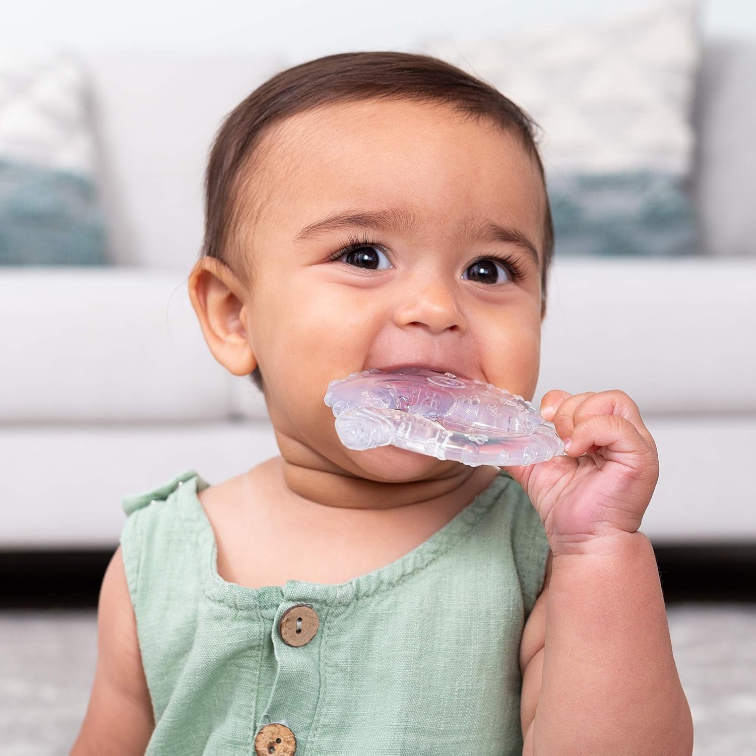 Infantino 316564-01 Anneaux de dentition transparents Infantino - Anneau de dentition souple, en matériau non toxique, pour le développement sensoriel et le soutien de la dentition, multicolore