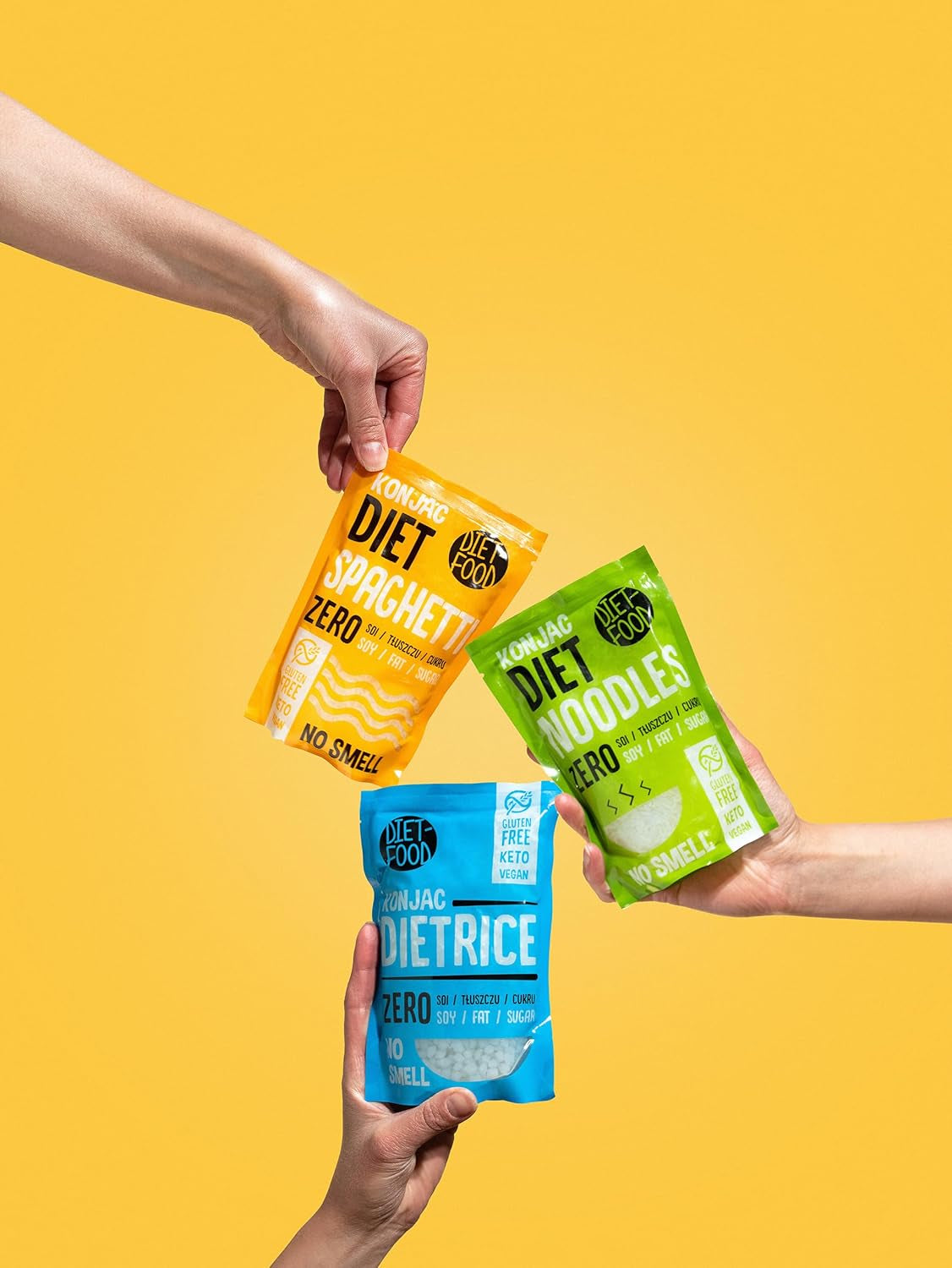 DIET-FOOD Riz shirataki konjac instantané, faible en glucides, faible en calories, végétalien, sans gras, sans soja, sans gluten, compatible céto, nouilles de riz amincissantes, 200 grammes