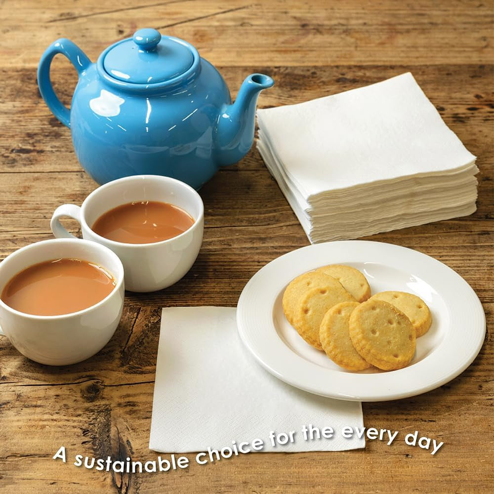 Table Kind 100 serviettes blanches douces en vrac, serviettes de haute qualité pour les fêtes, la restauration et un usage quotidien, FSC, durables et recyclables, fabriquées dans l'UE | 2 plis | 33 cm