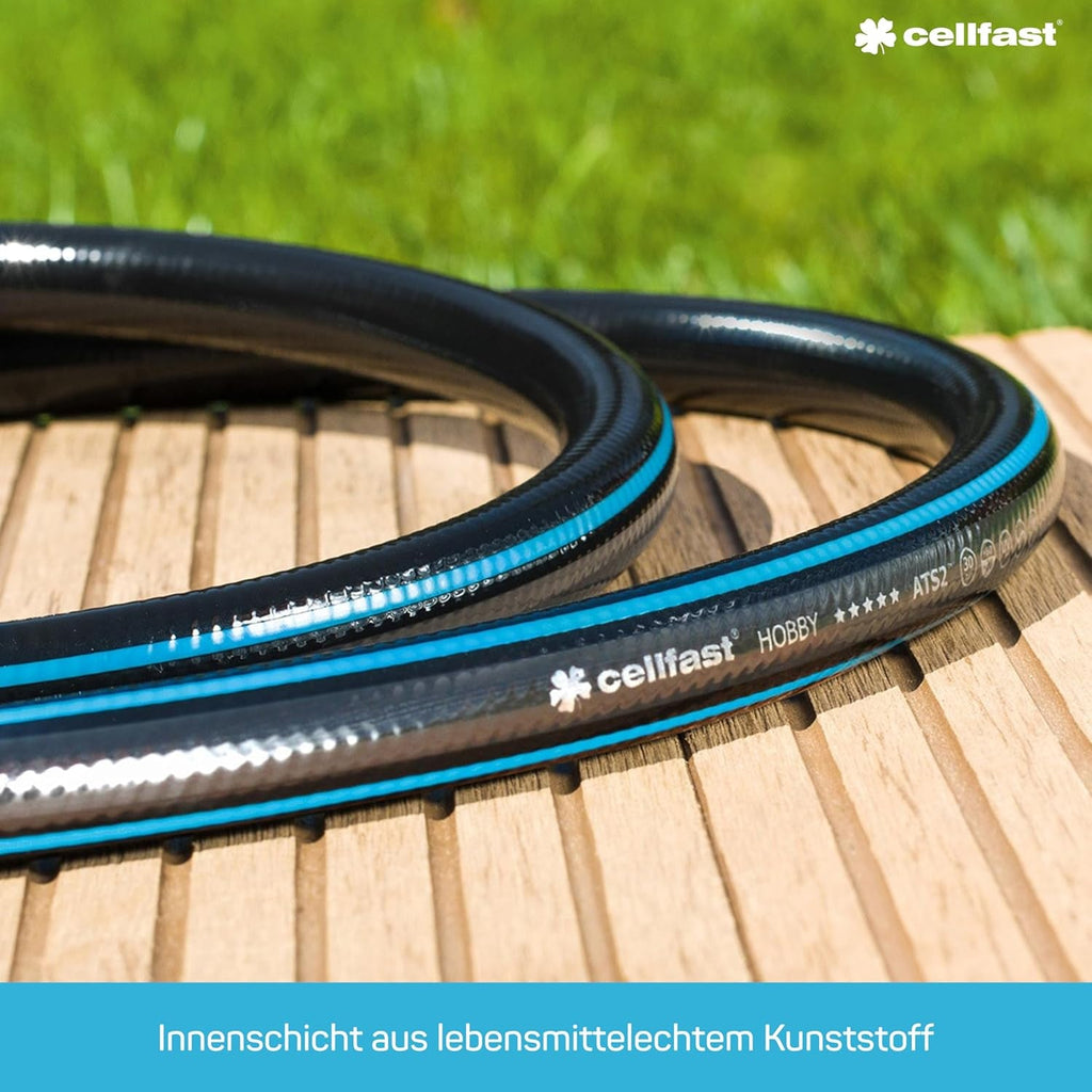 Furtun de grădină CELLFAST, furtun de apă cu 6 straturi, furtun de irigare din material textil cu împletitură dublă, rezistent la UV, anti-alge, furtun flexibil, 32 bar, 1 inch, 25 metri, Hobby