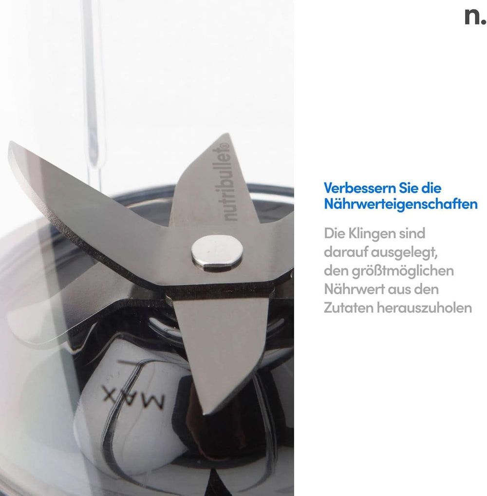 Mélangeur personnel Nutribullet, mélangeur de base pour une portion, moteur 1000 watts et léger, boisson 900 ml au Tritan Renew, bouton de commande tactile, Dunkel Grau Bucatarie Naty Shop