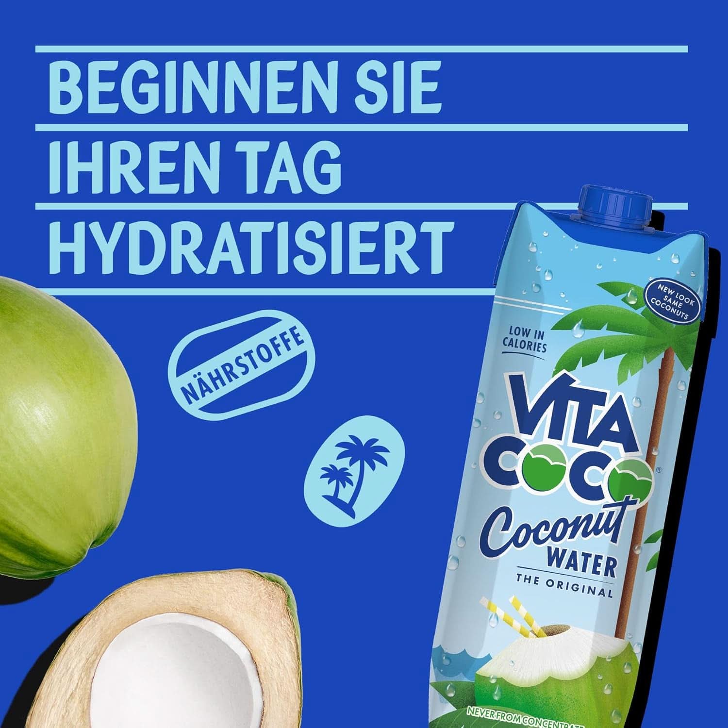 Vita Coco Eau de Coco Pure 6 x 1 litre, hydratant naturel aux électrolytes, sans gluten, riche en vitamine C et potassium Naty Shop