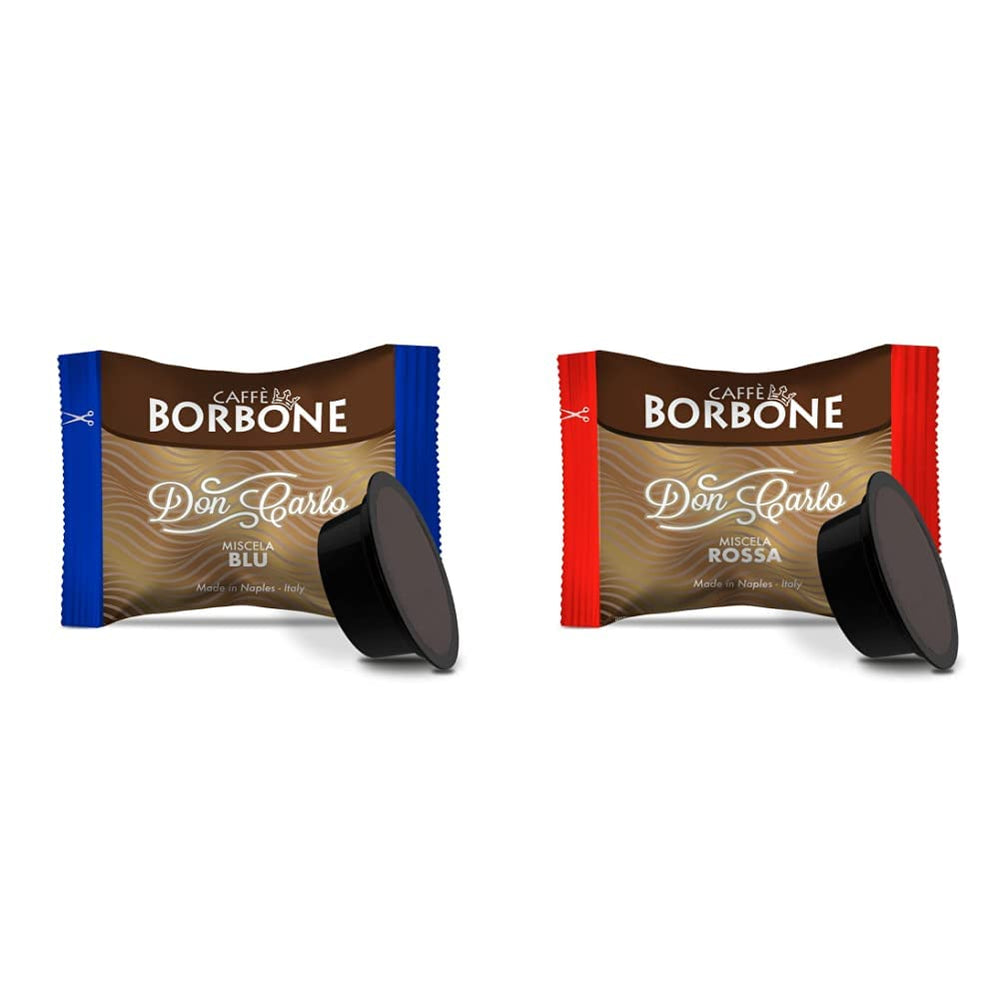Caffè Borbone Kaffee Kapseln Don Carlo, Blue Mischung - 100 stück & Kaffee Kapseln Don Carlo, Rote Mischung - 100 stück - Compatible avec Kaffeemaschinen der Marke Lavazza®* A Modo Mio®*