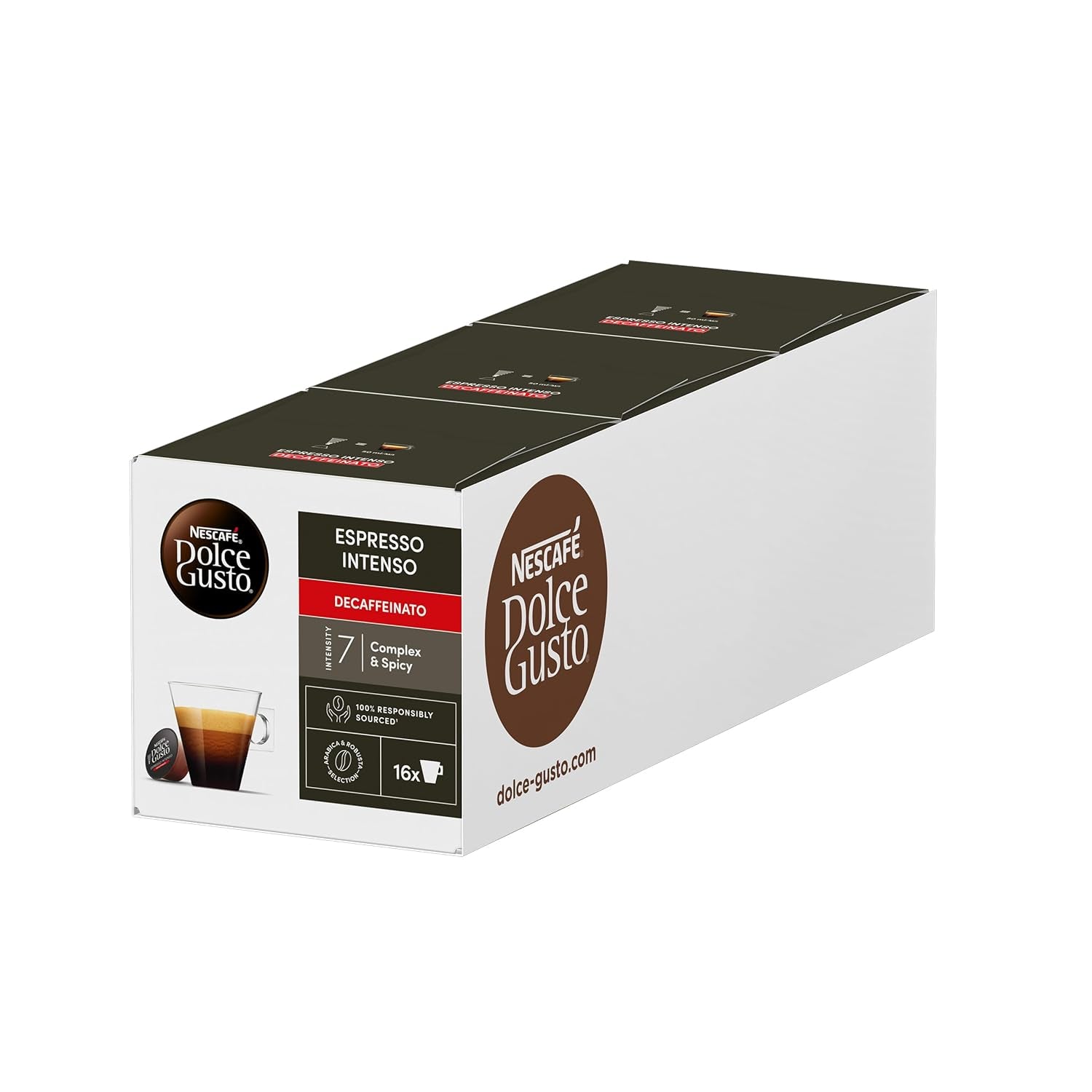 Nescafé Dolce Gusto Café Dolce Gusto Espresso Intenso Desc. | Nestlé Pack 3 Kisten Mit 18 Kapseln,Die Jewelils 16 Einheit(3er Pack)