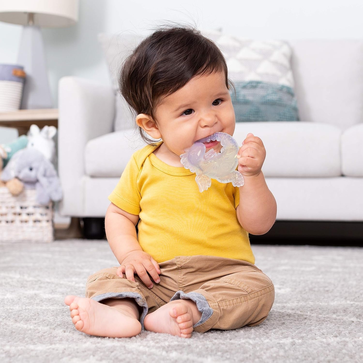 Infantino 316564-01 Anneaux de dentition transparents Infantino - Anneau de dentition souple, en matériau non toxique, pour le développement sensoriel et le soutien de la dentition, multicolore