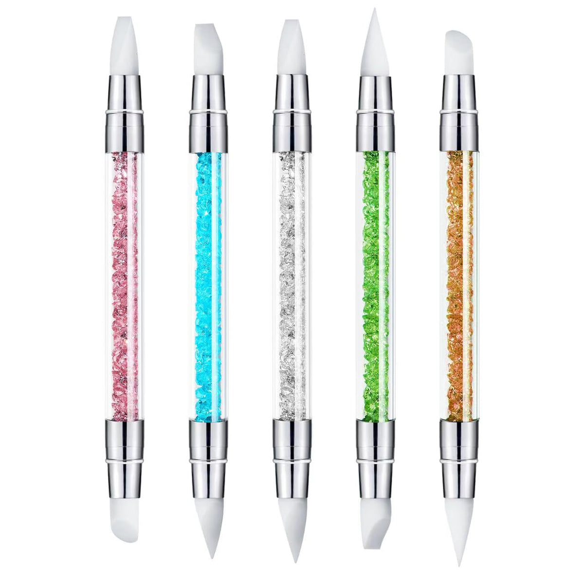 ZEOHBETY Nagelkunst-Skulpturstift, 5 Stück Doppelspitzen-Silikon-Nagelwerkzeuge Für Harz, Silikonpinsel, Acrylstift, Nagelkunst-Pinsel, Nagelfolienschnitzen, Zeichnen, Effekt, Formen, Zeichnen