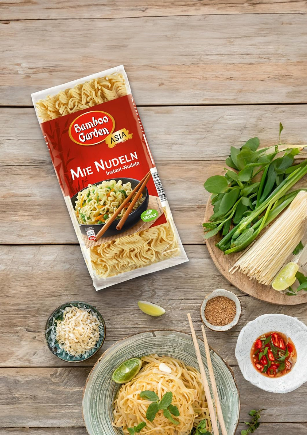 Jardin de Bambou - Nouilles Mie | Nouilles instantanées pour la cuisine asiatique | Idéal pour les plats au wok ou les soupes Vegans | Sachet de 250g