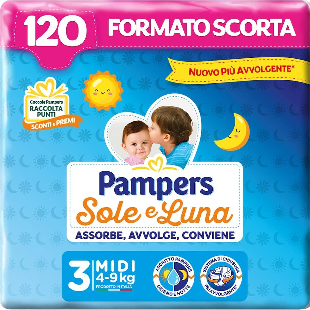 Couches Pampers Sun and Moon Midi, taille 3 (4-9 kg), 120 couches