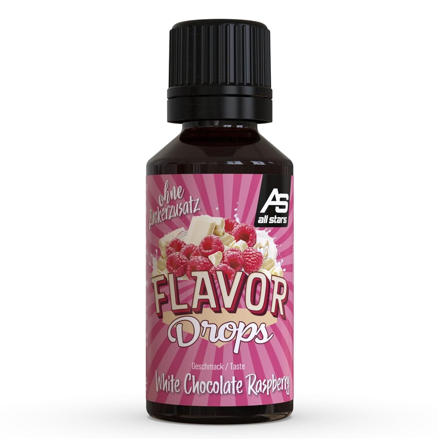 ALL STARS Flavor Drops, Gouttes aromatisées sans sucre ajouté et sans calories - Douceur et saveur pour l'alimentation, 30 ml Édulcorants Naty Shop Chocolat blanc à la framboise 30 ml