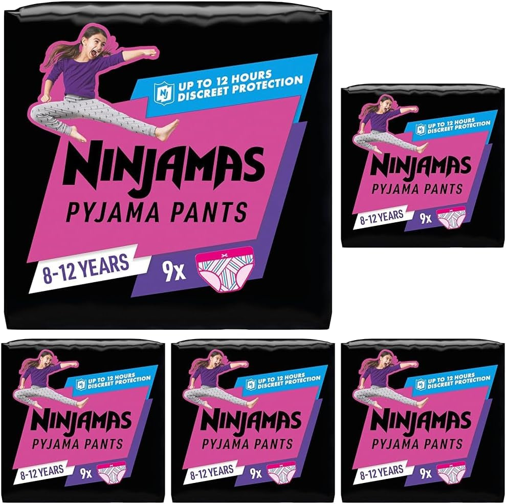 Pantalon de pyjama Hearts, sous-vêtement absorbant 9 nuits, 8 ans, 27kg-43kg, Protection contre les fuites toute la nuit