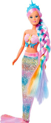 Simba 105733610 - Steffi Love Rainbow Mermaid, poupée mannequin sirène arc-en-ciel avec cheveux colorés, pinces à cheveux, peigne et nageoire amovible, poupée de jeu 29 cm, à partir de 3 ans