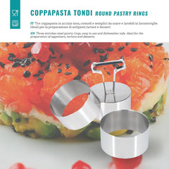 Boîtes à biscuits, 3 pièces, rondes, inox - 8 x 8 x 4 cm