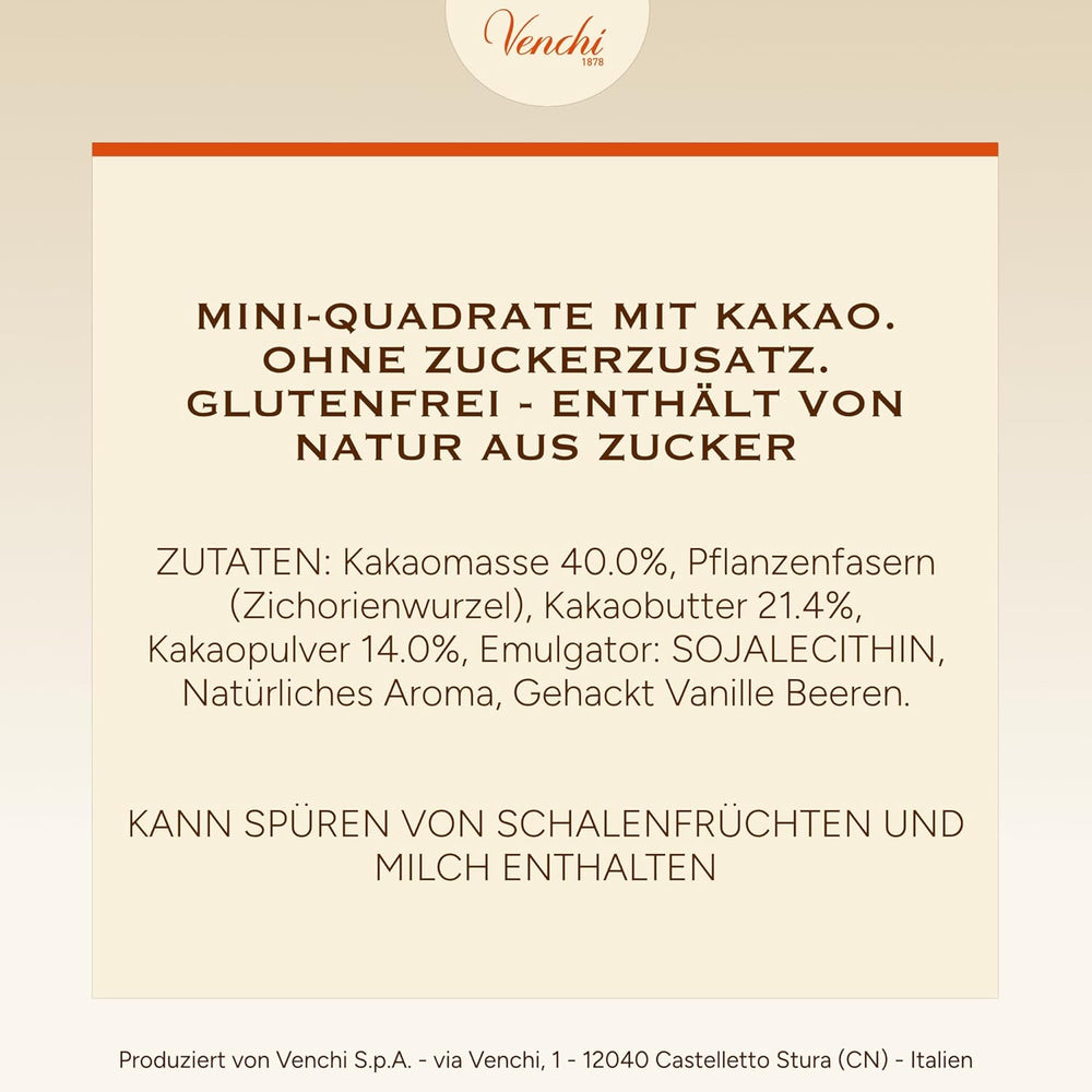 Venchi – Granblend Extra Black 75% SANS Sucre Ajouté, 1 kg – SANS Édulcorants Artificiels – Sans Gluten – Végétalien