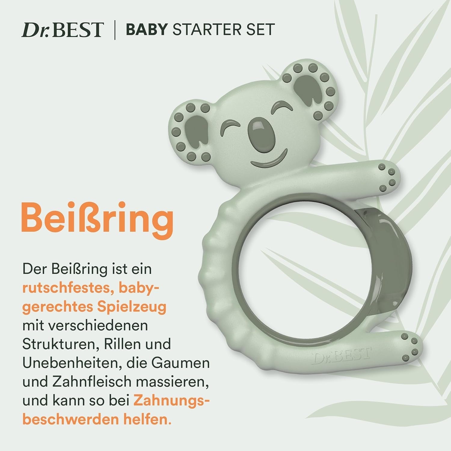 Brosse à dents pour bébé - Dr.BEST Baby Starter Set : Anneau de dentition et brosse à dents d'entraînement pour bébés âgés de 3 à 12 mois, développés avec des experts dentistes pédiatriques, 1 pièce