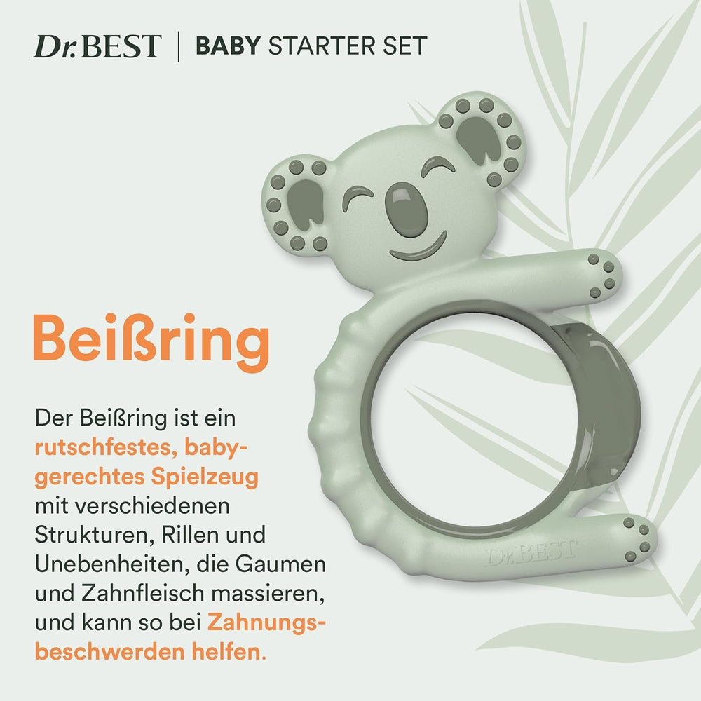Brosse à dents pour bébé - Dr.BEST Baby Starter Set : Anneau de dentition et brosse à dents d'entraînement pour bébés âgés de 3 à 12 mois, développés avec des experts dentistes pédiatriques, 1 pièce