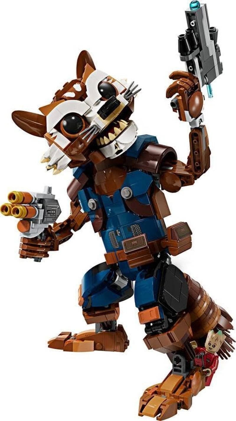 LEGO Marvel Rocket & Baby Groot, jucărie construibilă de supererou pentru copii din Gardienii Galaxiei de la Marvel Studios, figură pentru jocuri de rol, cadou pentru băieți și fete de la 10 ani 76282 Seturi de constructie Besuche den LEGO-Store
