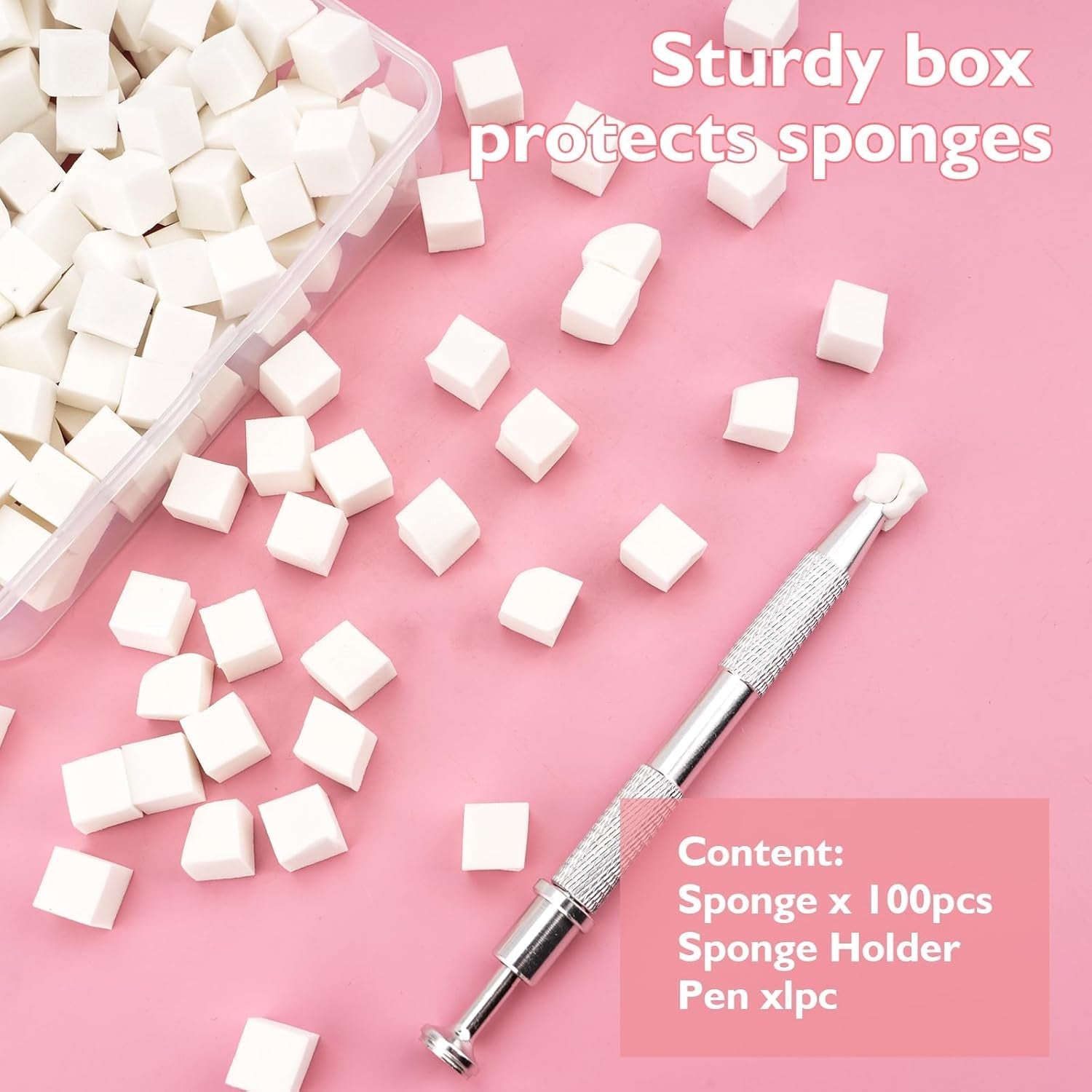 200 pièces Nail Art Schwamm Mit Metallgreifer,Nagelkunst Rendering Werkzeuge Mit Greifer,Éponge Nagel Pinsel,Nageldesign Zubehör Für Nail Art Rendering