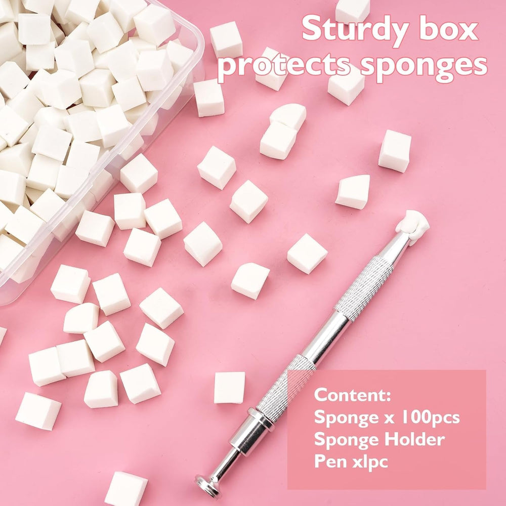 200 pièces Nail Art Schwamm Mit Metallgreifer,Nagelkunst Rendering Werkzeuge Mit Greifer,Éponge Nagel Pinsel,Nageldesign Zubehör Für Nail Art Rendering