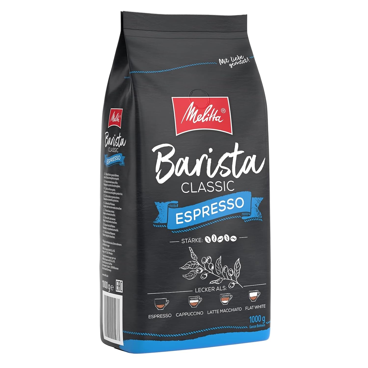 Melitta Barista Classic Crema & Barista Classic Espresso, Cafés entiers 1kg, ungemahlen, Kaffeebohnen für Kaffee-Vollutomat, kräftige Röstung, Stärke 5
