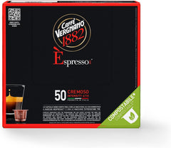 Caffè Vergnano 1882 - Èspresso Kompostierbare Kaffeekapseln, Compatible Avec Nespresso, Cremoso (Crémeux) - Packung Enthält 50 Kapseln