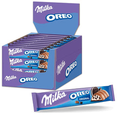 Barres de chocolat Milka – Chocolat au lait alpin avec morceaux de biscuits au cacao et garniture fine de crème de lait – 36 x 37g