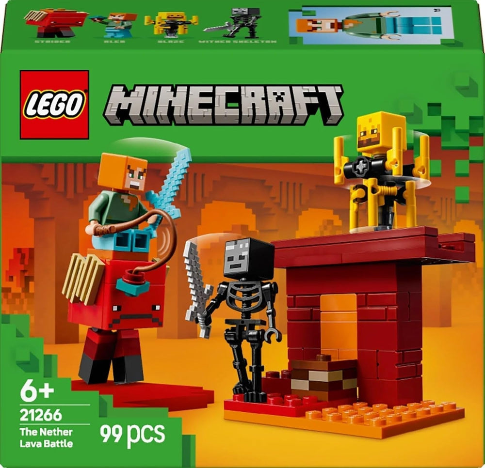 LEGO Minecraft Lava Duel of the Deep, jouet pour les fans de jeux vidéo, forteresse avec figurines dont Alex, Skeleton Wither, Lohe et Strider, cadeau pour filles et garçons de 6 ans 21266 Ensembles de construction Beuche den LEGO-Store