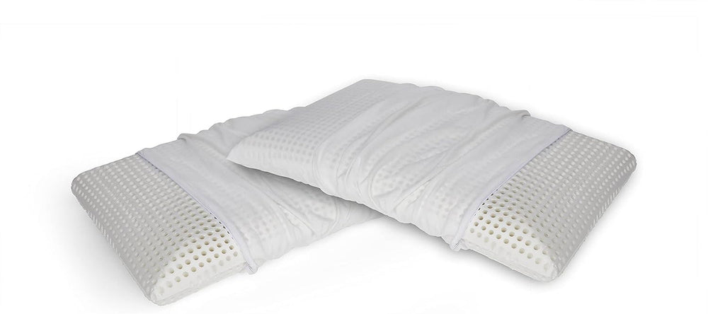 Talamo Italia Lot de 2 Oreillers de Lit 100% Made in Italy Oreiller Détachable "Savon" Mousse à Mémoire Perforée Hypoallergénique et Respirant 70X40Xh16 Cm Naty Shop Altezza Oreillers Standard 12 Housse Incluse Set Oui 2