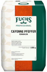 Fuchs Professional - Cayenne Pfeffer gemahlen | Scharfes Gewürz pour Chili con Carne | Qualité professionnelle pour les grossistes et la gastronomie | Sac recyclable de 1 kg